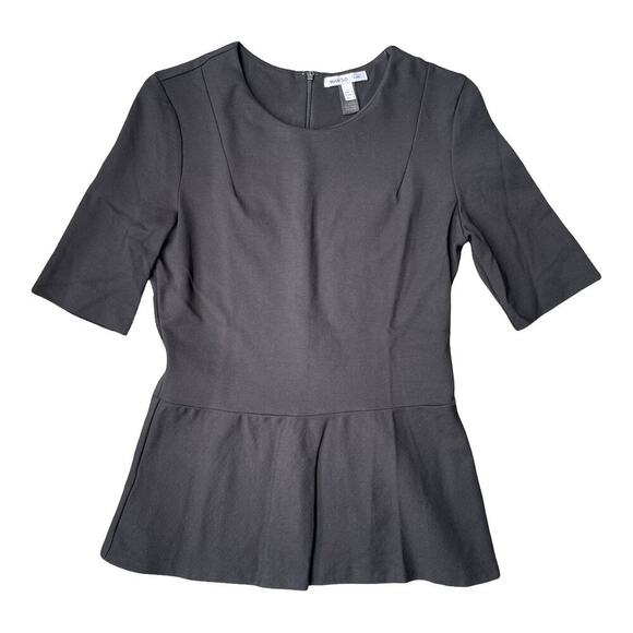 Mango Black Peplum Top Short Sleeve Round Neck Suit Collection - Size Small - Picture 6 of 15